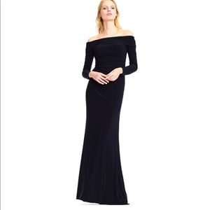 Adrianna Papell off the shoulder long black dress